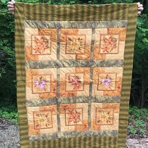 NWT. Hand Crafted Yellow Flower Quilt